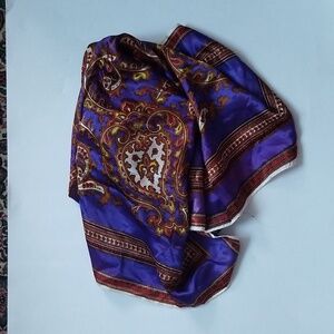 Italian Style Print Satin Scarf Exclusive Design Rolled Hem